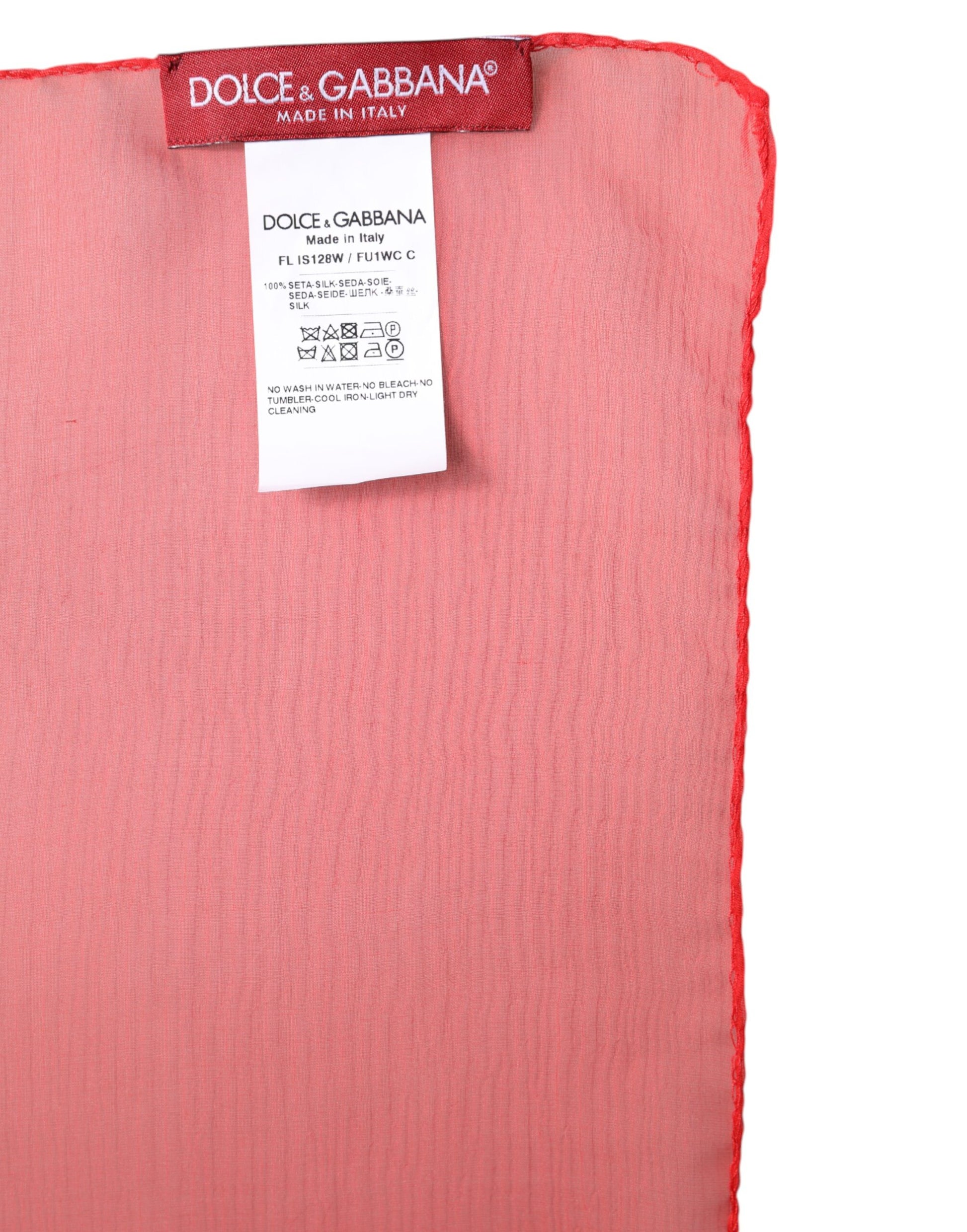 Dolce & Gabbana Red Silk Rectangle Women Wrap Shawl Scarf