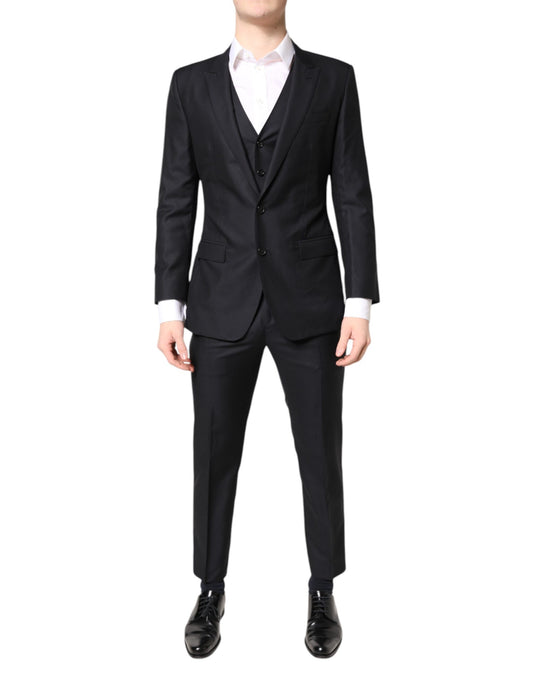 Dolce & Gabbana Black MARTINI Wool Formal 3 Piece Suit