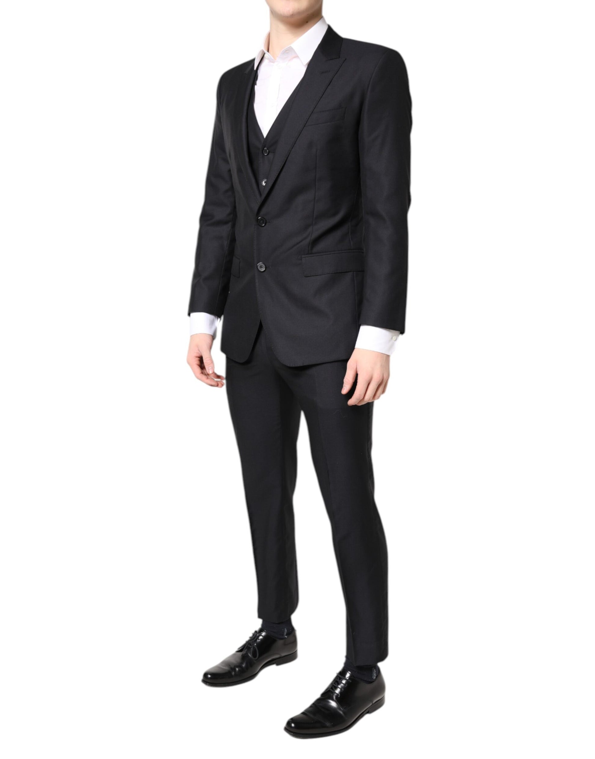 Dolce & Gabbana Black MARTINI Wool Formal 3 Piece Suit