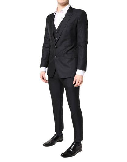 Dolce & Gabbana Black MARTINI Wool Formal 3 Piece Suit