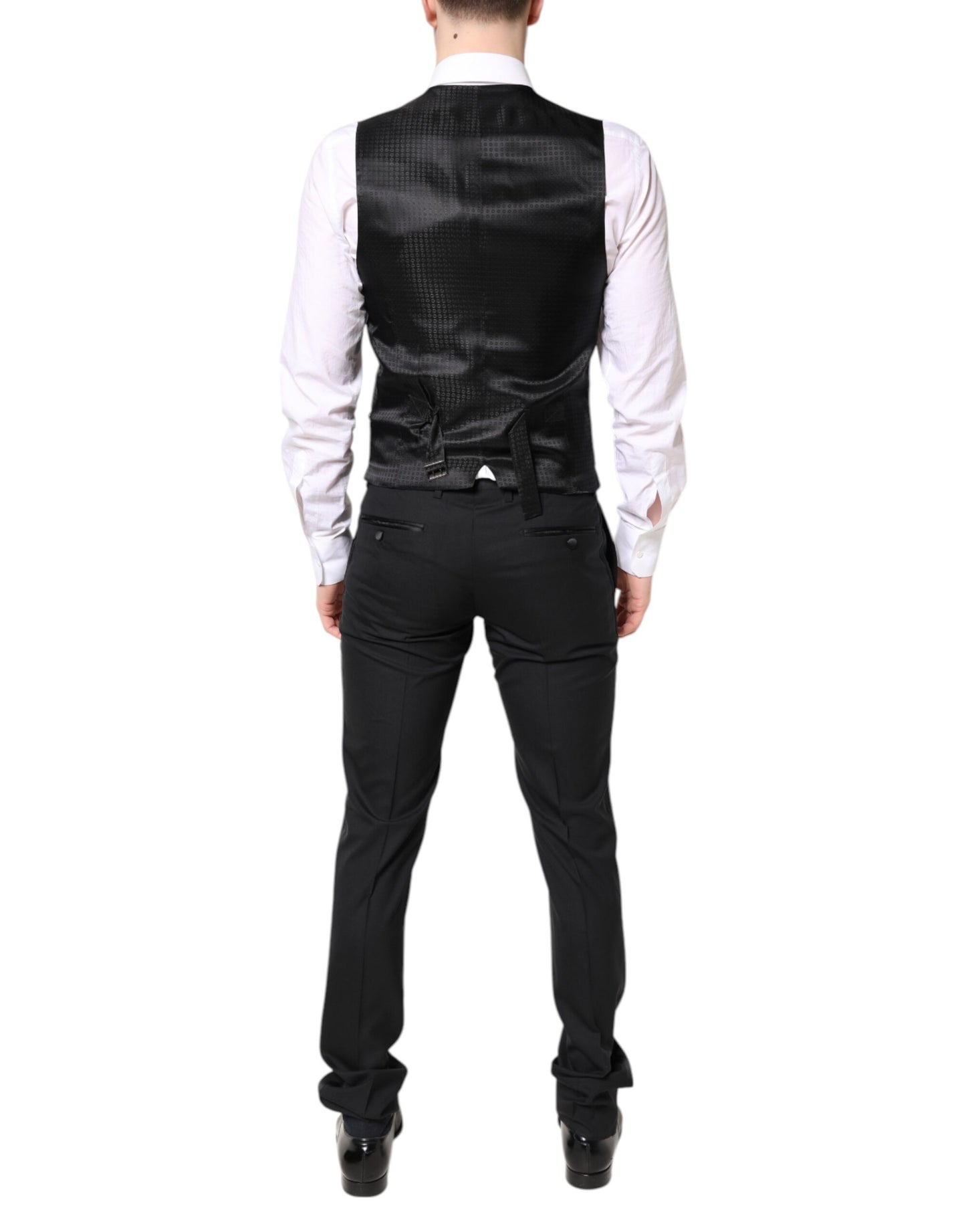 Dolce & Gabbana Black Wool Single Breasted 3 Piece Suit