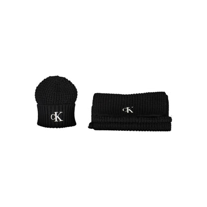 Calvin Klein Black Alpaca Women Scarf Set