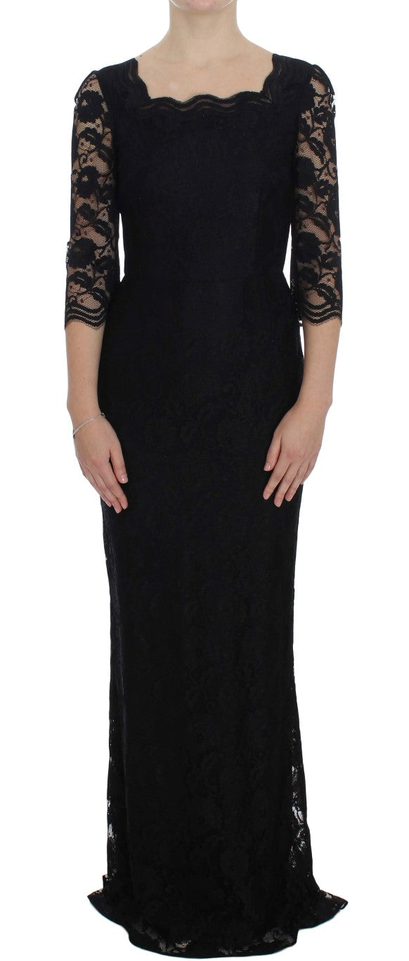 Stunning black floral lace maxi dress by Dolce & Gabbana