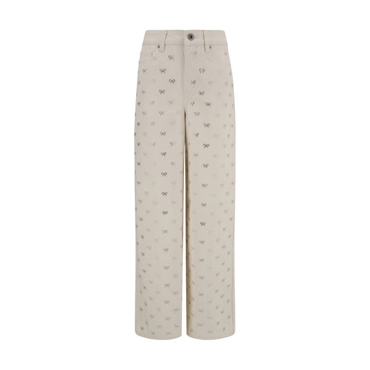Self-Portrait Diamante Bow Jeans