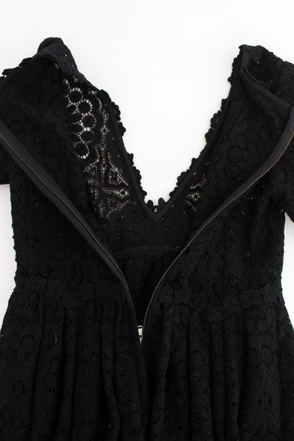 Dolce & Gabbana Elegant Floral Ricamo Maxi Dress with intricate embroidery and a flattering silhouette