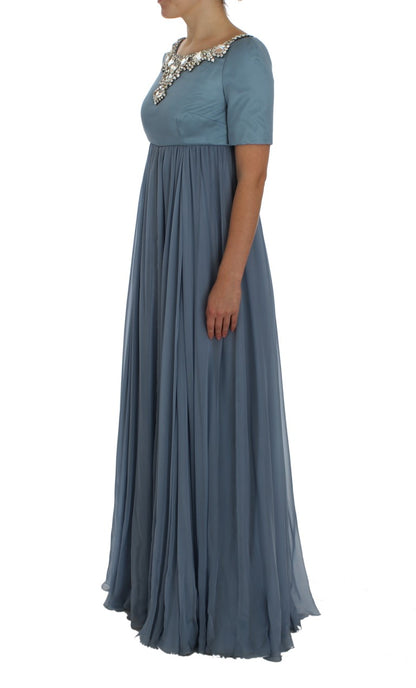 Stunning full-length sheath dress with exquisite clear crystal embellishments