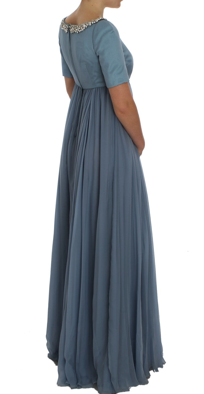 Immaculately tailored silk gown with concealed back zipper
