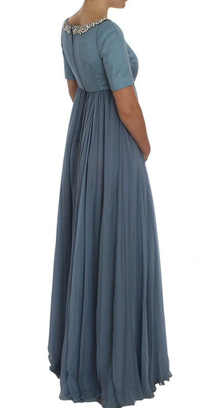 Immaculately tailored silk gown with concealed back zipper