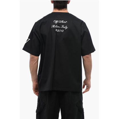 Off-White Cotton BASEBALL Shirt with Embroidered Logo