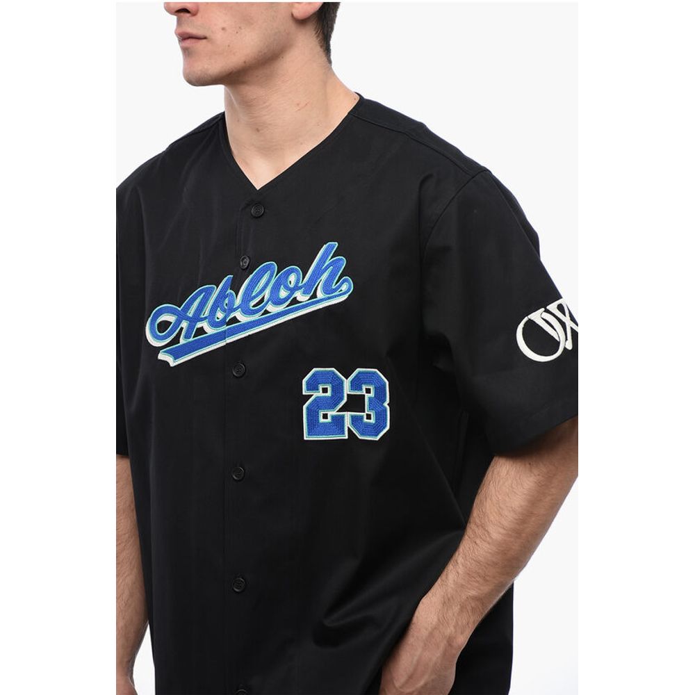 Off-White Cotton BASEBALL Shirt with Embroidered Logo