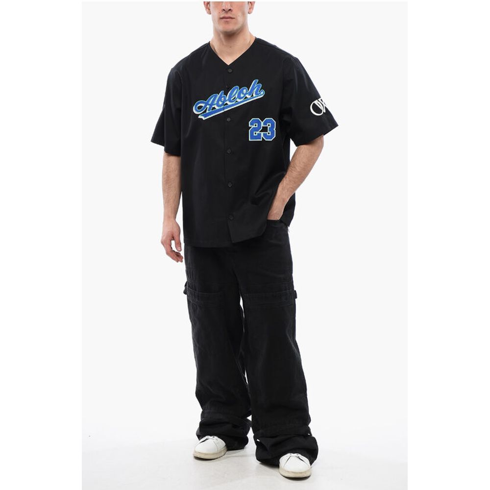 Off-White Cotton BASEBALL Shirt with Embroidered Logo
