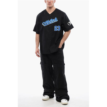 Off-White Cotton BASEBALL Shirt with Embroidered Logo