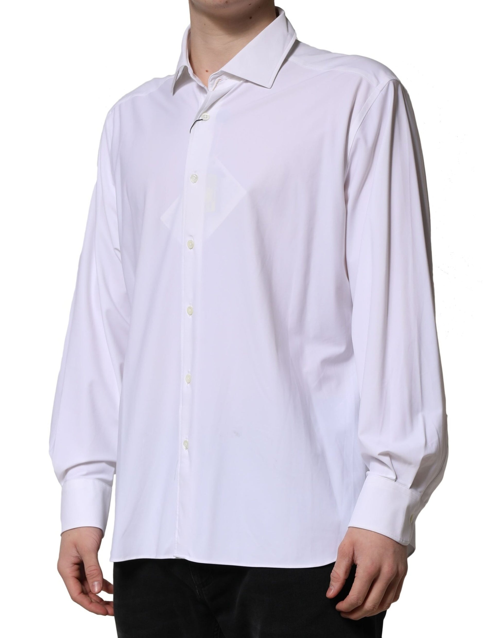 Corneliani White Long Sleeves Collared Dress Formal Shirt