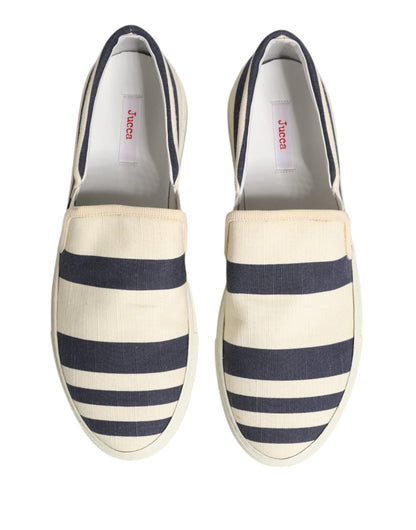 Jucca Blue White Striped Canvas Men Low Top Casual Shoes