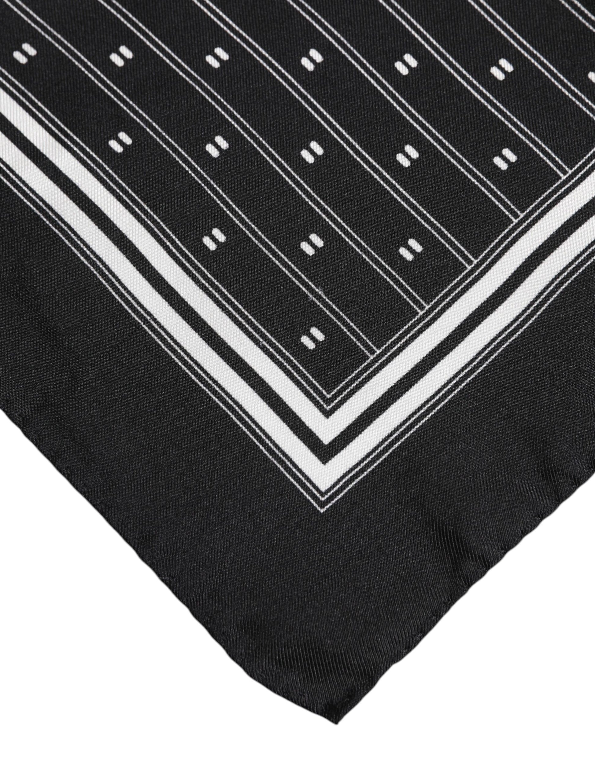 Dolce & Gabbana Black White Printed Silk Square Foulard Scarf