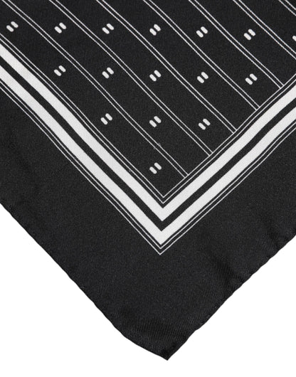 Dolce & Gabbana Black White Printed Silk Square Foulard Scarf