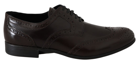 Exquisite brown leather Oxford flats by Dolce & Gabbana