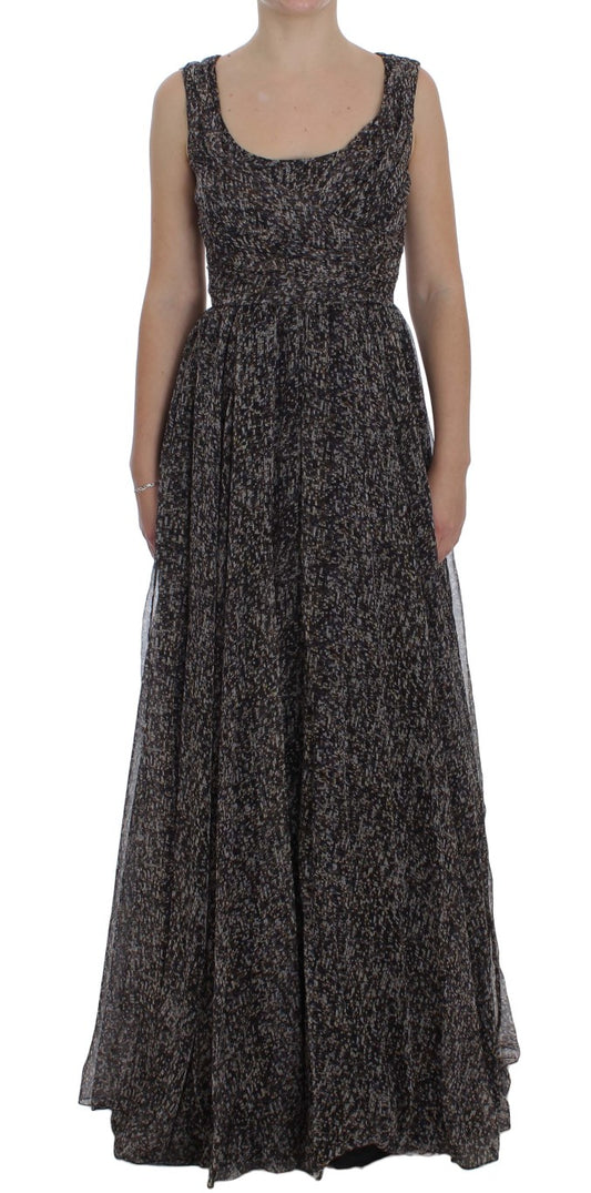 Dolce & Gabbana Glamorous Sequined Silk Full-Length Dress with Sparkling Embellishments and Flowing Silhouette
