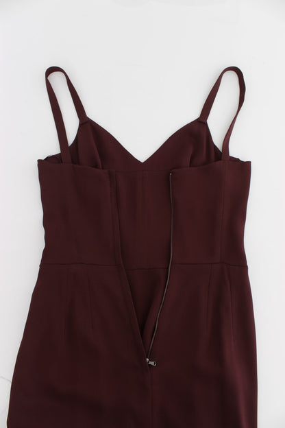 Bordeaux sheath dress crafted with 79% AC, 4% Elastane, 17% Silk materials