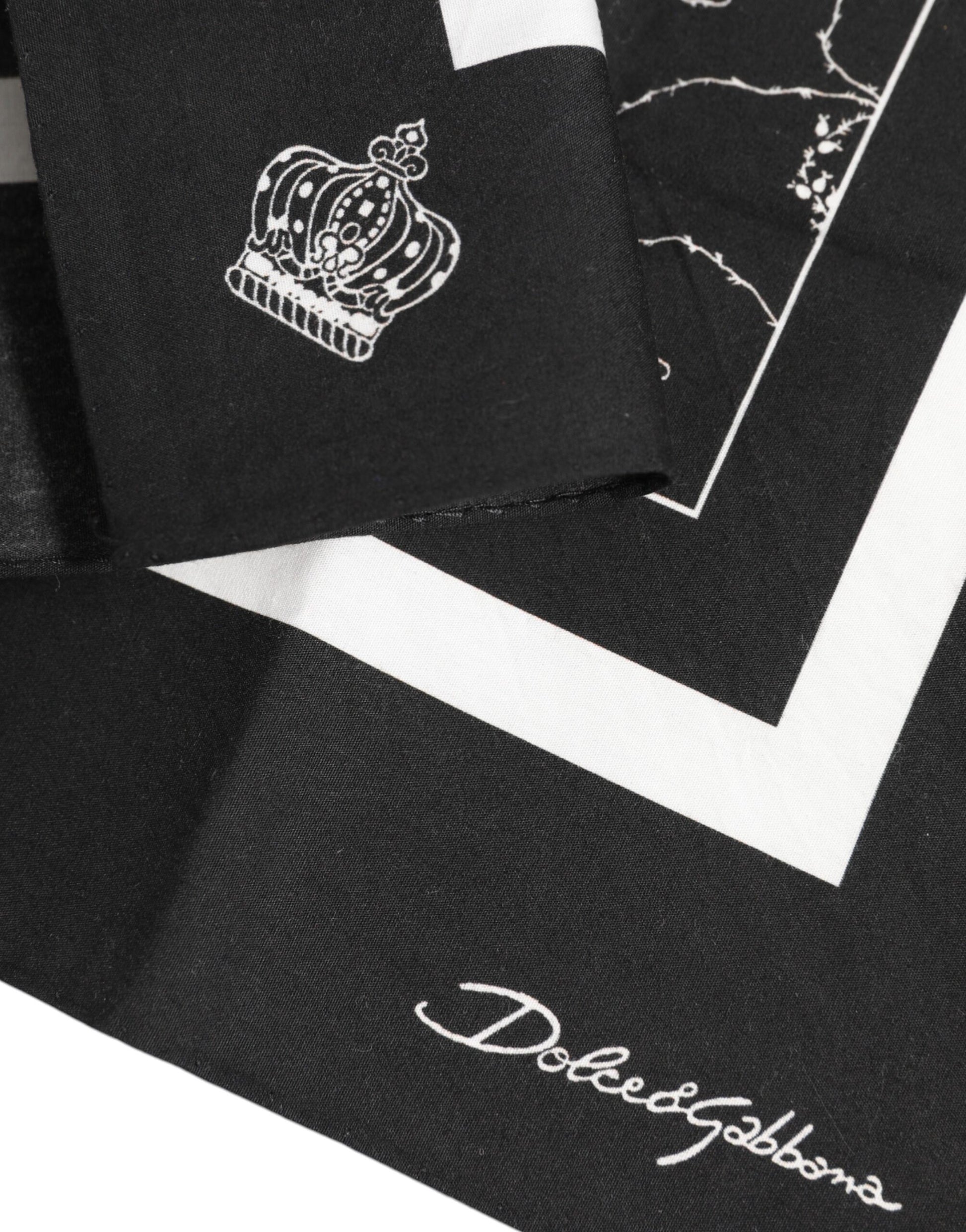 Dolce & Gabbana Black White Printed Square Foulard Scarf