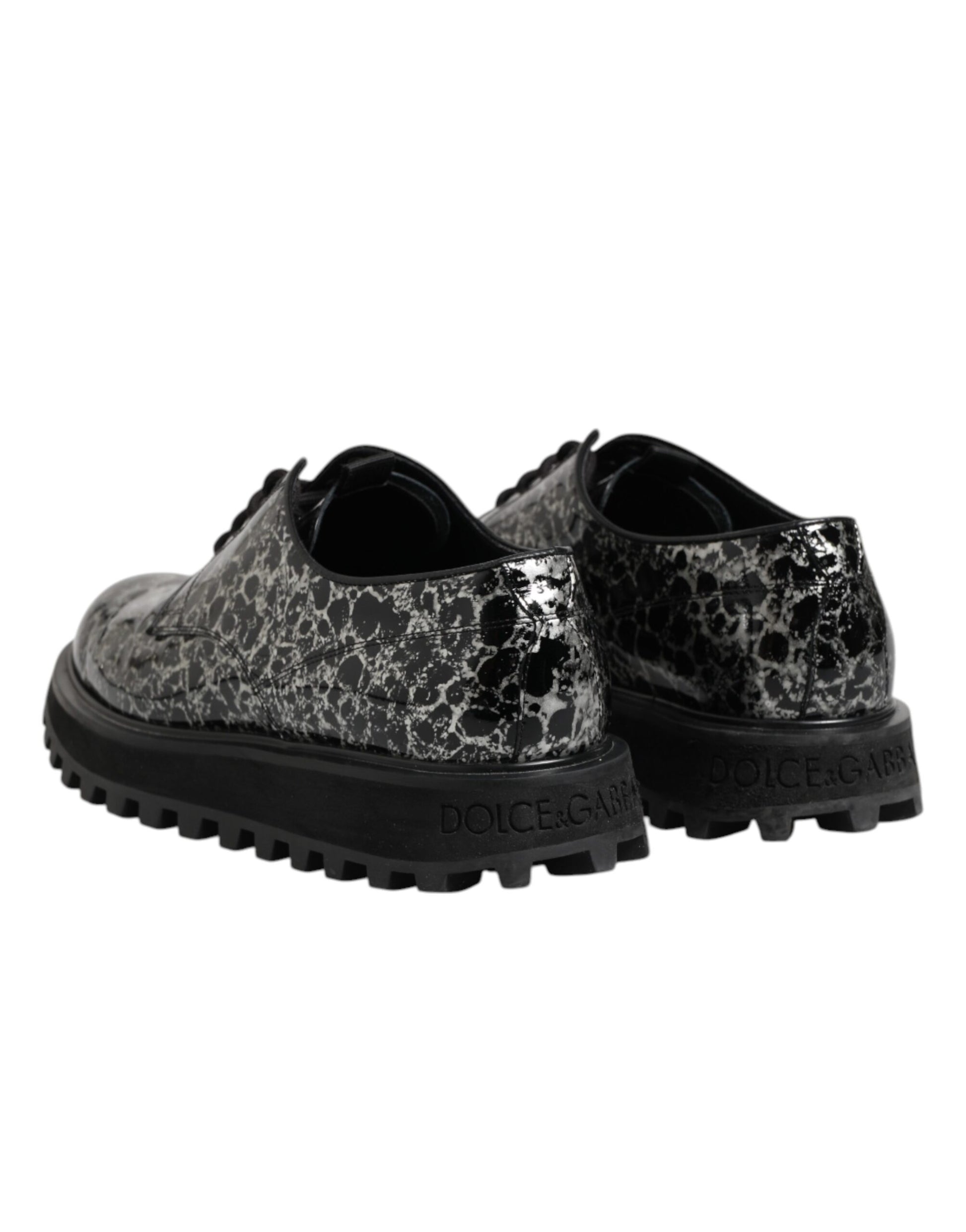 Dolce & Gabbana Black White Calfskin Chunky Derby Shoes