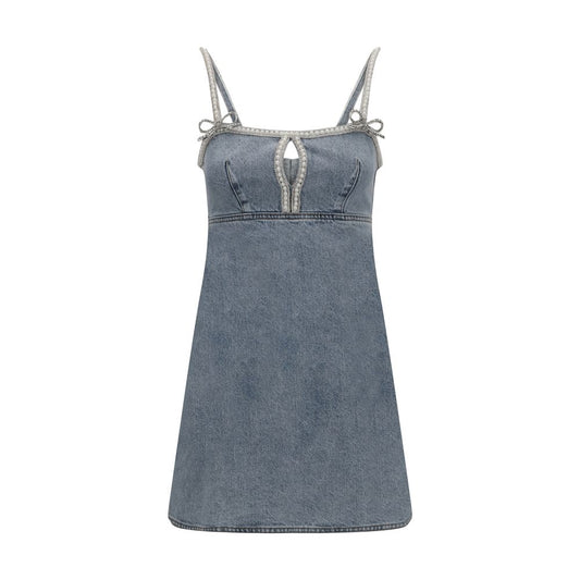 Self-Portrait Denim mini Dress with pearls