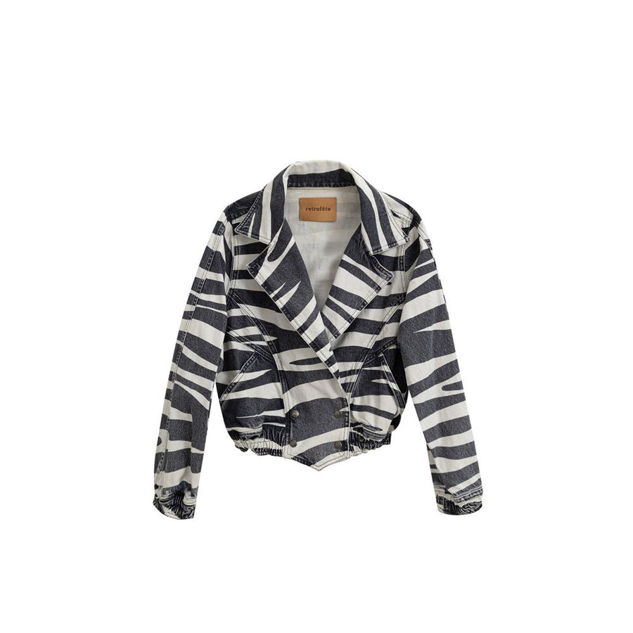 Retrofête Black And White Cotton Blazer