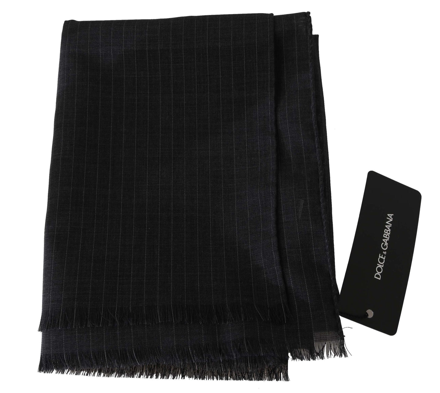 Luxurious Italian-made men's wool scarf by Dolce & Gabbana in sophisticated gray stripes