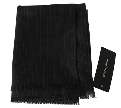 Luxurious Italian-made men's wool scarf by Dolce & Gabbana in sophisticated gray stripes