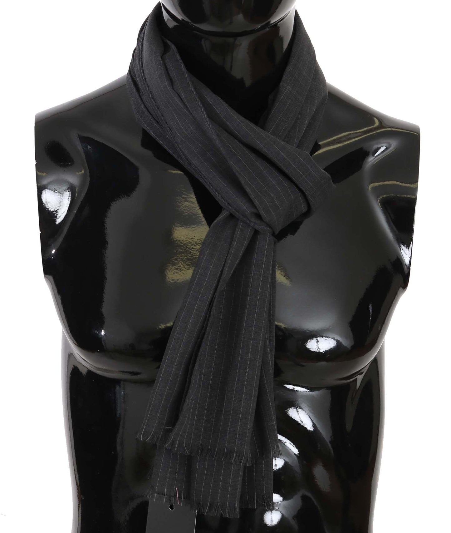 Dolce & Gabbana men's scarf made of 100% wool in elegant gray striped design