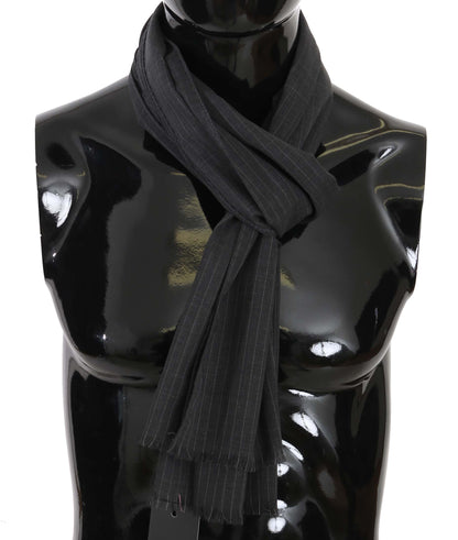 Dolce & Gabbana men's scarf made of 100% wool in elegant gray striped design