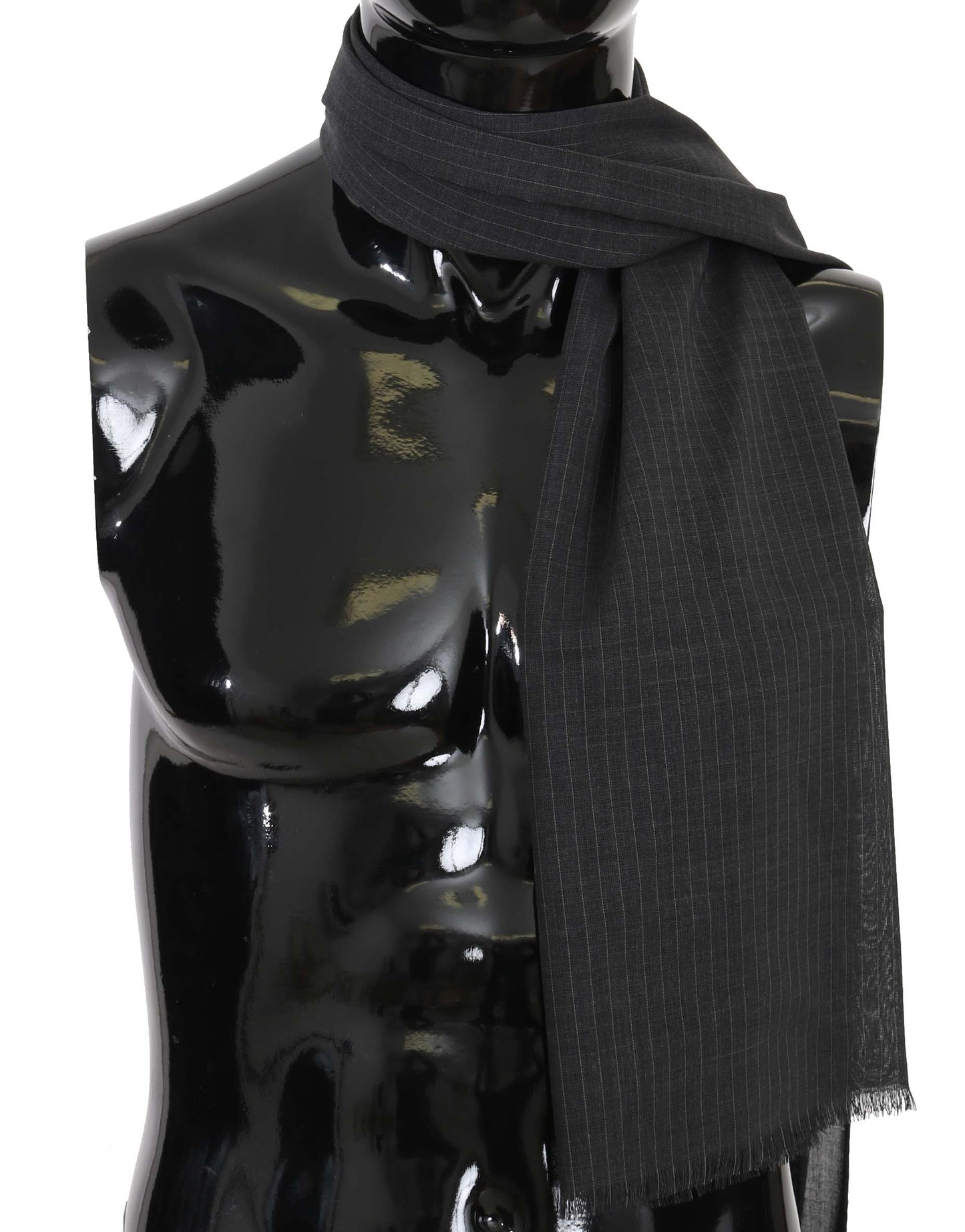 Exquisite 180cm x 70cm wool men's scarf from Dolce & Gabbana in gray striped design
