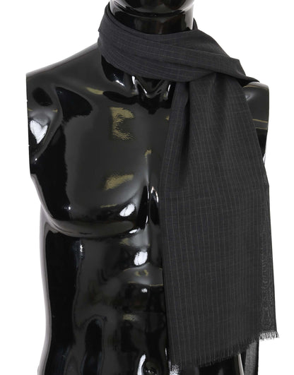 Exquisite 180cm x 70cm wool men's scarf from Dolce & Gabbana in gray striped design