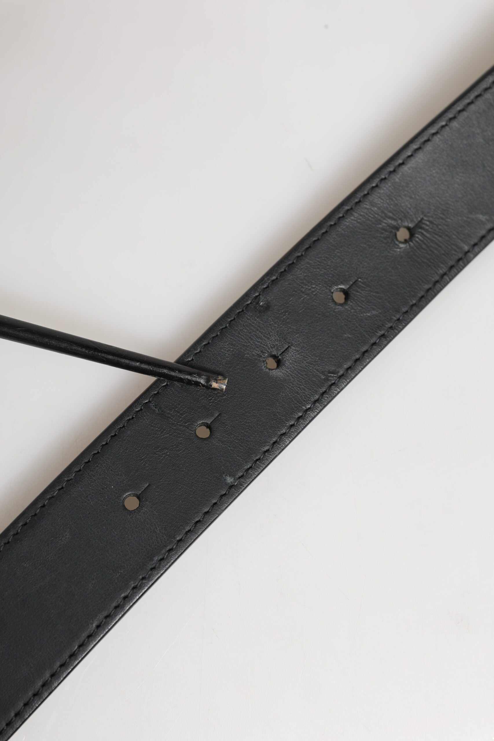 Dolce & Gabbana Black Leather Classic Metal Logo Buckle Belt