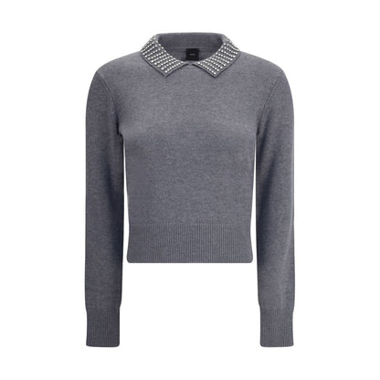 PINKO Rhinestone-decorated collar Sweater