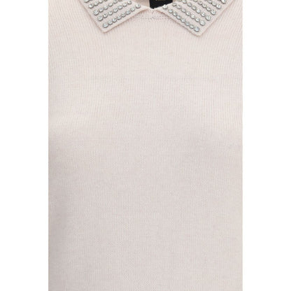 PINKO Rhinestone-decorated collar Sweater