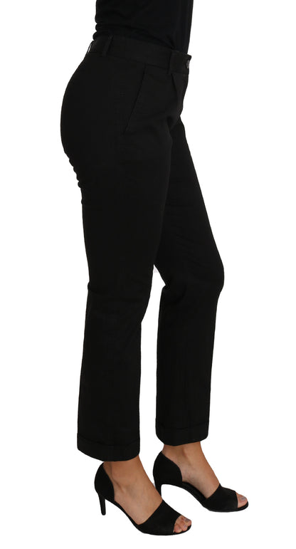 100% Authentic black cotton dress pants from Dolce & Gabbana