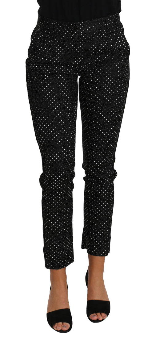 Dolce & Gabbana Elegant Polka Dot Cropped Trousers in black and white
