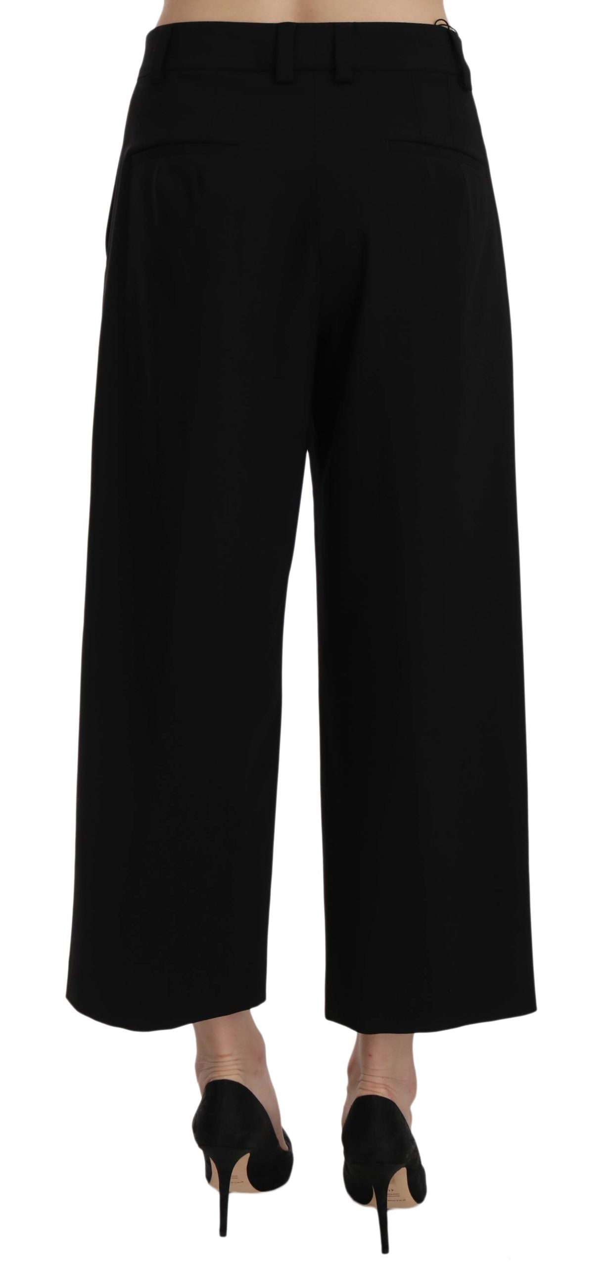 Premium cotton blend black pants with iconic logo details by Dolce & Gabbana