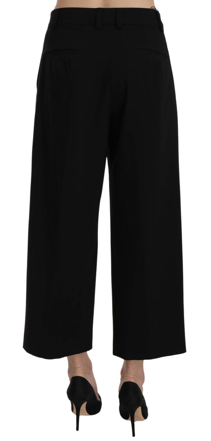 Premium cotton blend black pants with iconic logo details by Dolce & Gabbana