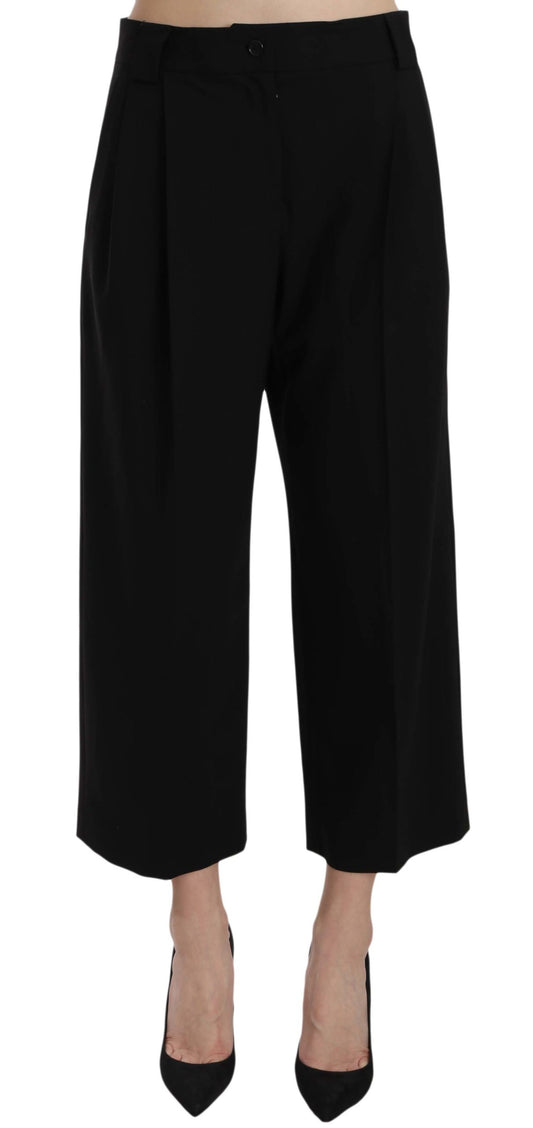 Exquisite black cotton blend trousers by Dolce & Gabbana, made in Italy