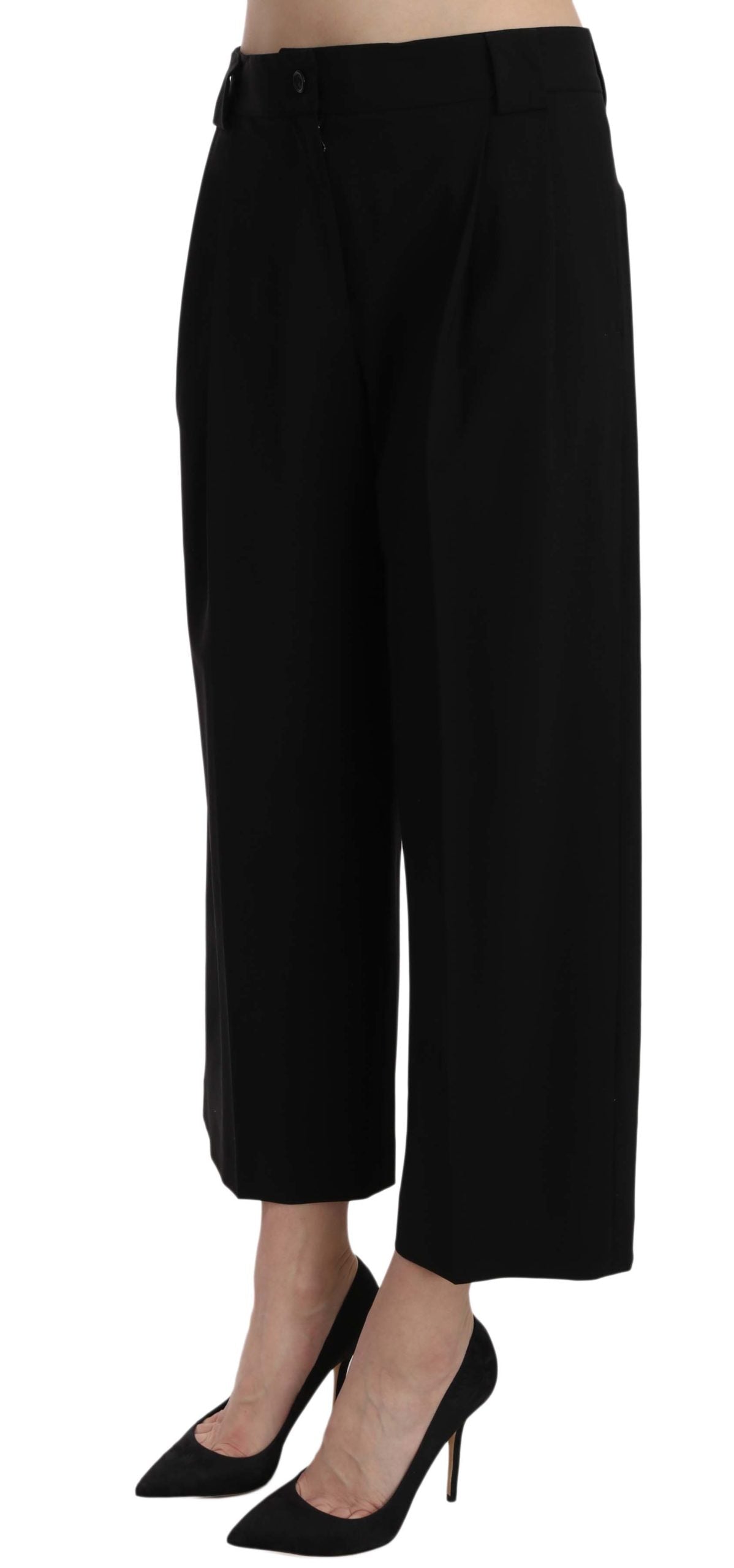 Sophisticated black cotton blend trousers by Dolce & Gabbana, size IT40 / US6