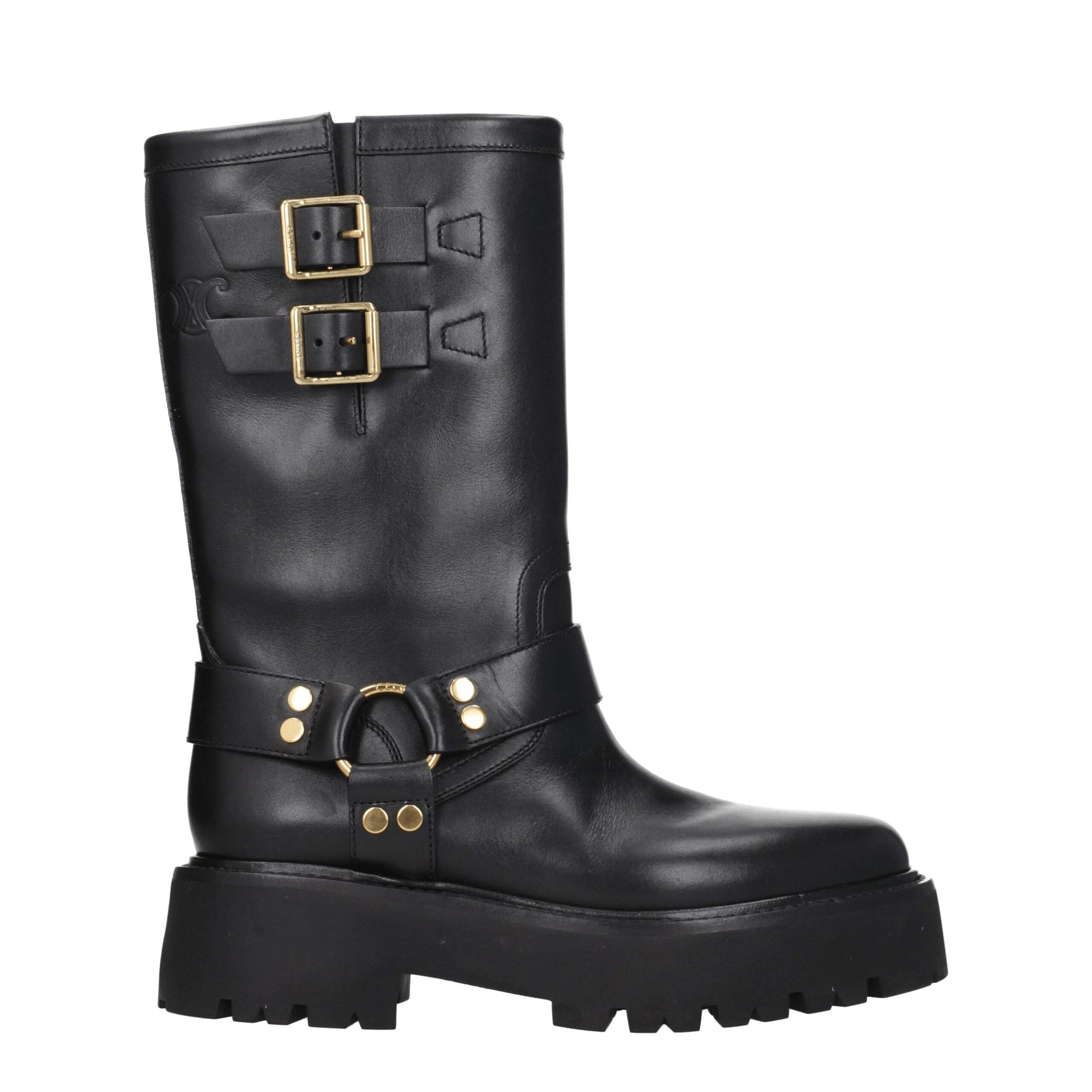 Celine Gold Leather Ankle Boots