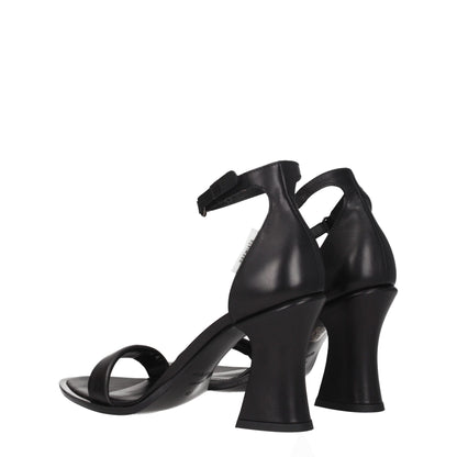 Premiata Black Leather Flat Sandals