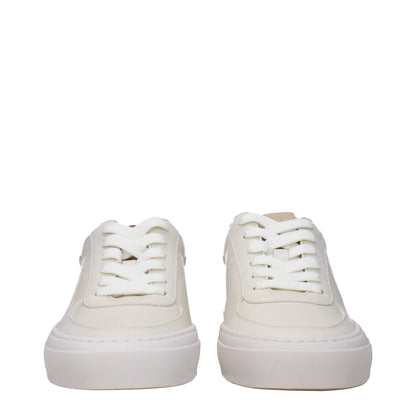 Moncler Beige Leather Low Tops