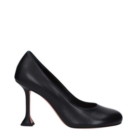 Amina Muaddi Black Leather Broch