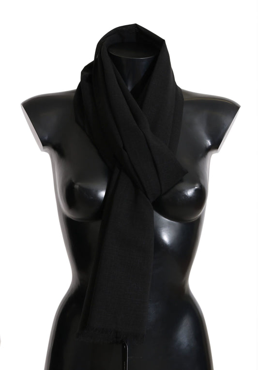 Exquisite black wool blend Dolce & Gabbana scarf with logo details