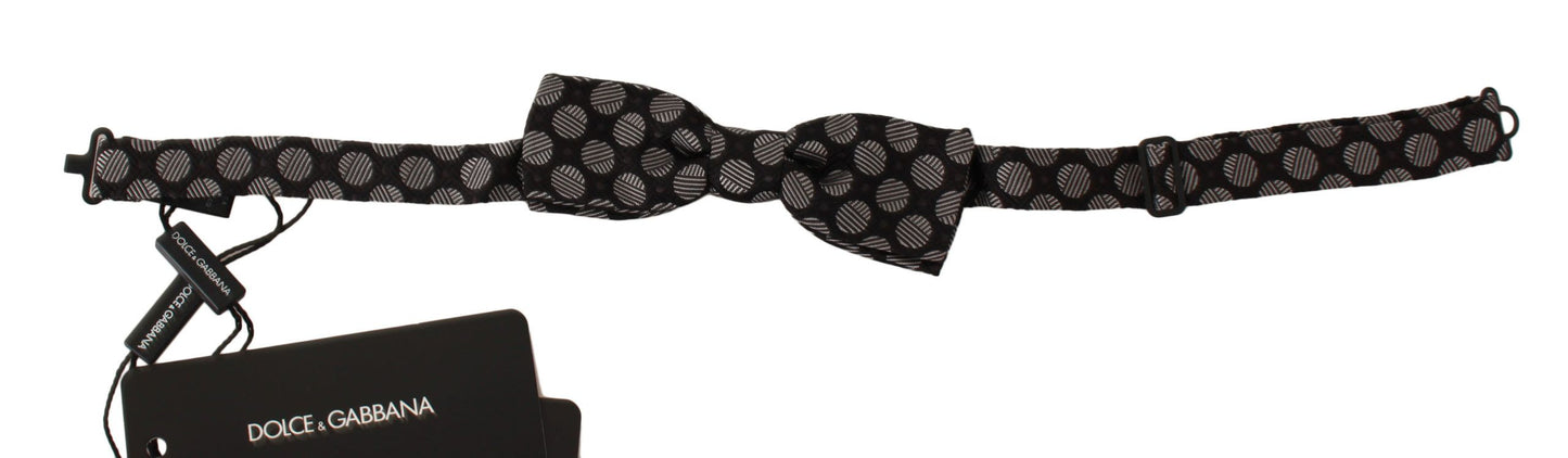 Dolce & Gabbana brown silk bow tie with charming polka dots, made in Italy, adjustable neck strap 