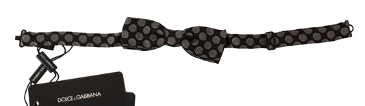 Dolce & Gabbana brown silk bow tie with charming polka dots, made in Italy, adjustable neck strap 