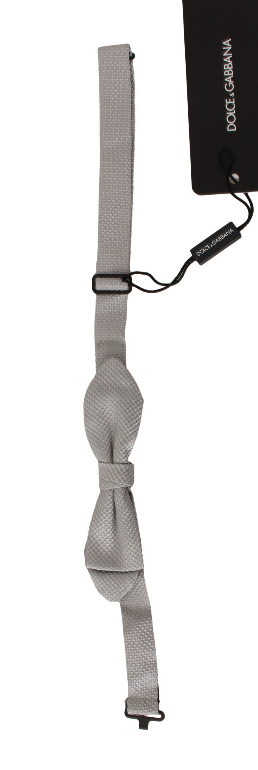 100% Authentic Dolce & Gabbana silk bow tie in solid gray, perfect finishing touch for your evening attire